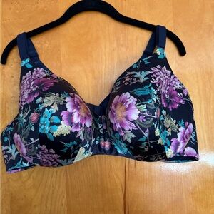 Cacique Lightly Lined Balconette Floral Print Bra in Pink and Blue